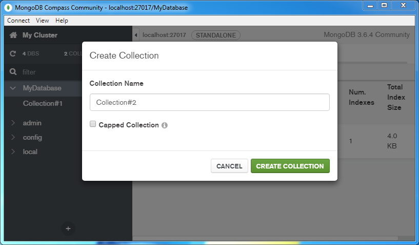 Create a MongoDB Collection: collection name
