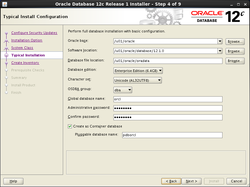 Oracle database 12cR1 Installation on Linux 6 (RHEL6, CentOS6, OEL6): typical installation 