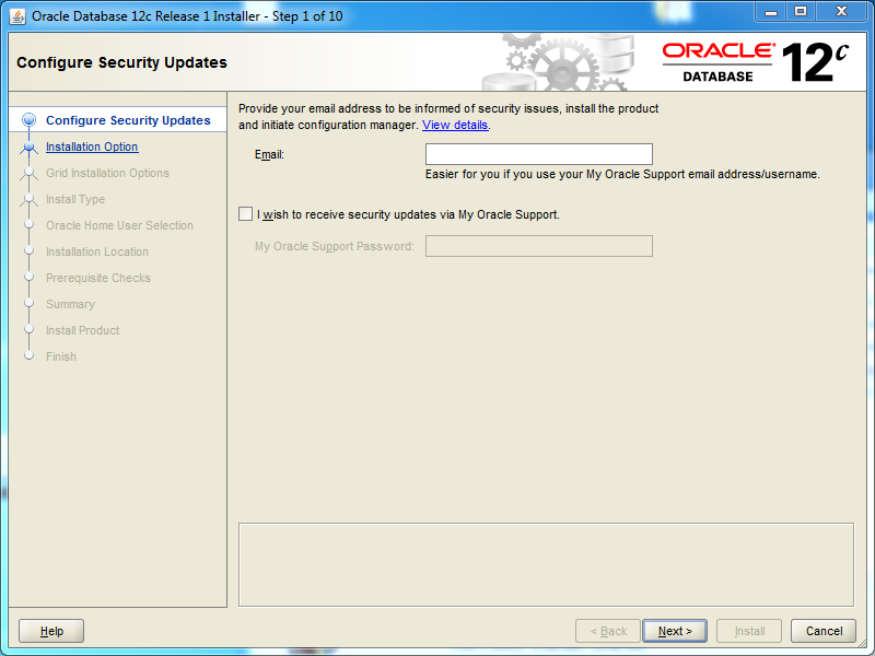 Oracle database 12cR1 Standard Edition 2 Installation on Windows: security updates 