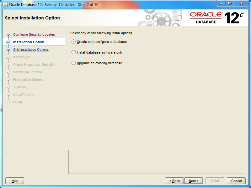 Oracle database 12cR1 Standard Edition 2 Installation on Windows: options 