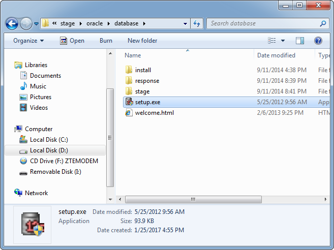 Oracle database 12cR1 EE Installation on Windows: setup file 