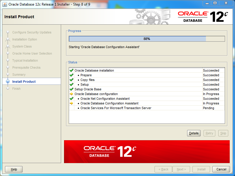 Oracle database 12cR1 EE Installation on Windows: install products 