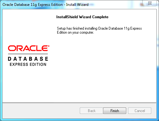 Oracle database 11gR2 Express Edition Installation on Windows: complete 