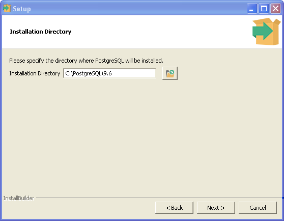 PostgreSQL installation on Windows (Enterprise Database) : installation directory