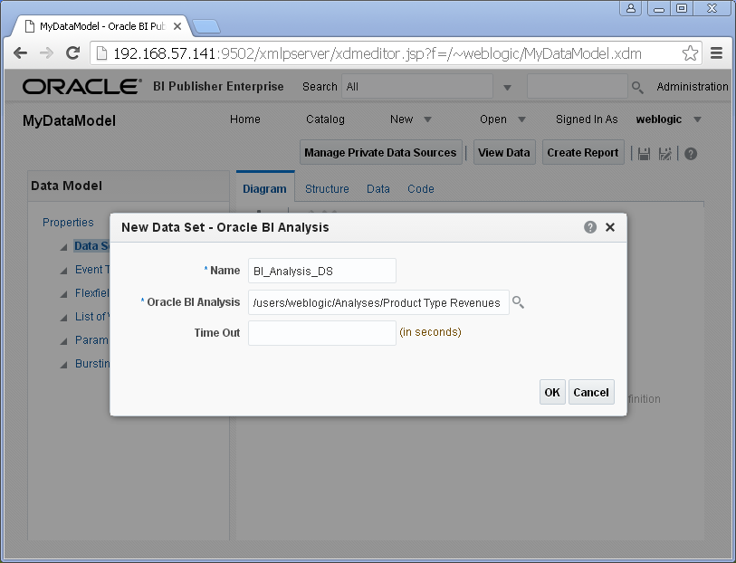 Create Oracle BI Analysis Data Set for Oracle BI Publisher : set analysis