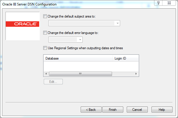 ODBC Data Source creation for OBIEE 12c Client Tool : default