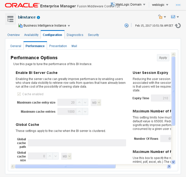 Enable Disable Oracle BI (OBIEE) Server cache: performance option