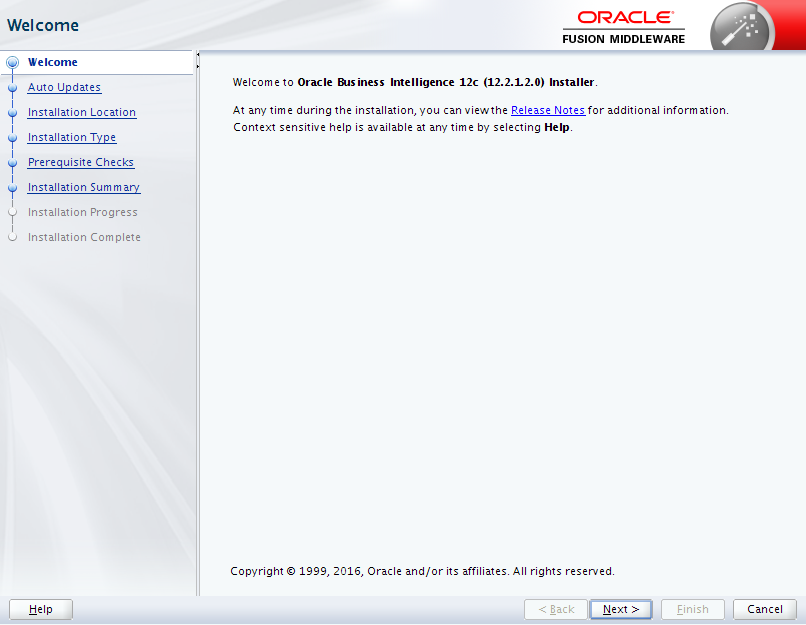 Oracle Business Intelligence 12c Enterprise Edition Installation : welcome 