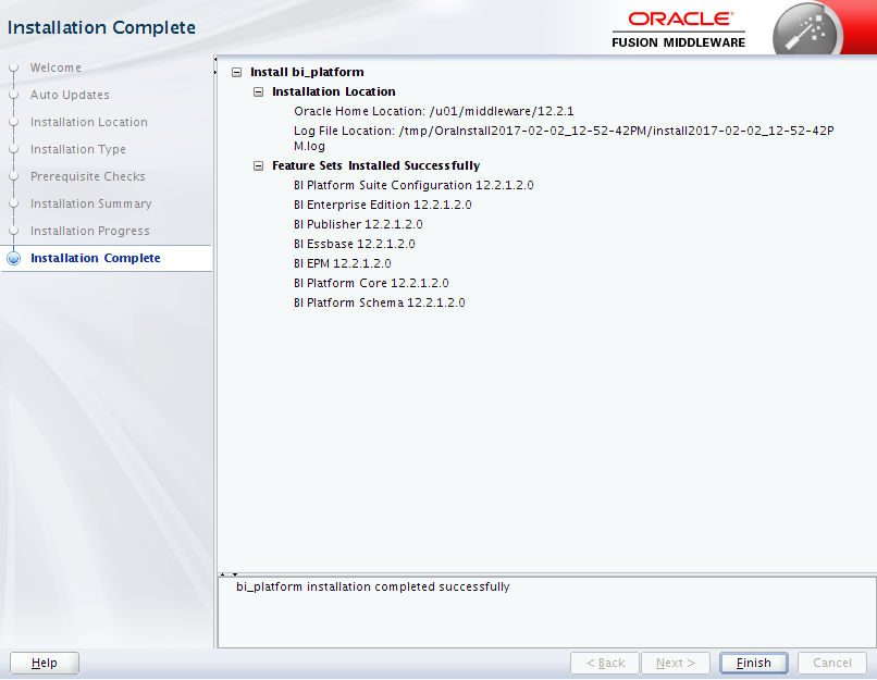 Oracle Business Intelligence 12c Enterprise Edition Installation : complete 