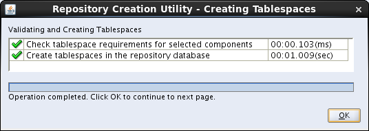 OBIEE 11g installation prerequisites: rcu map tablespace message 2 