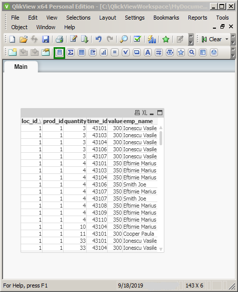 QlikView filering with List Boxes: table