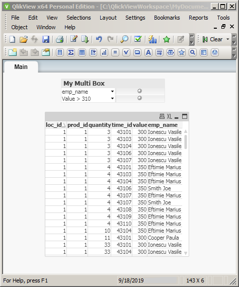 QlikView filering with Multi Boxes: multibox