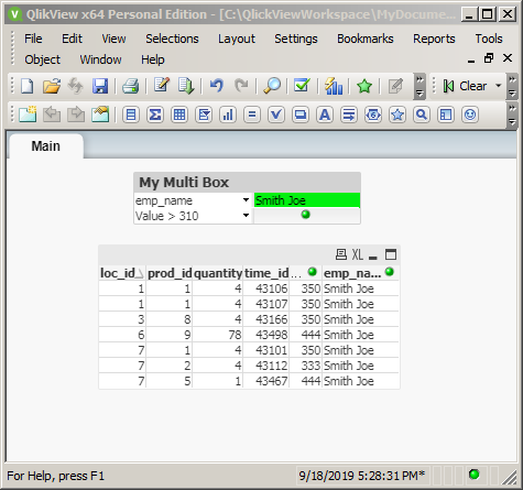 QlikView filering with Multi Boxes: second filter
