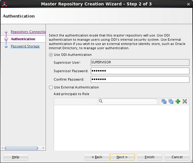 Create ODI Master Repository - ODI Studio 12c: create supervisor user