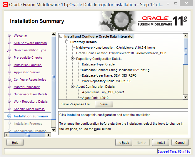 Install Oracle ODI 11g on Windows: summary