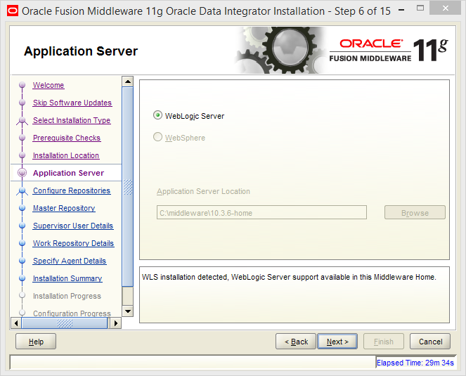 Install Oracle ODI 11g on Windows: application server