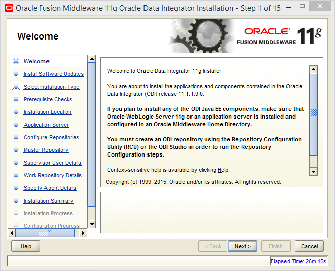 Install and Configure Oracle Data Integrator (ODI) 11g Standalone Agent : welcome