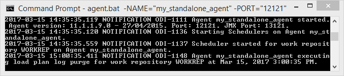 Start and Stop ODI 11g Standalone Agent: start output