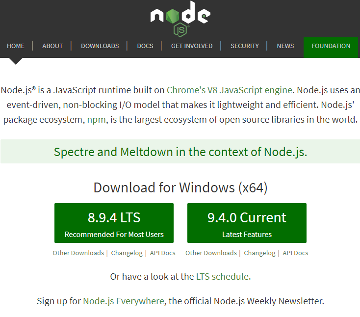 Node.js installation on Windows: download