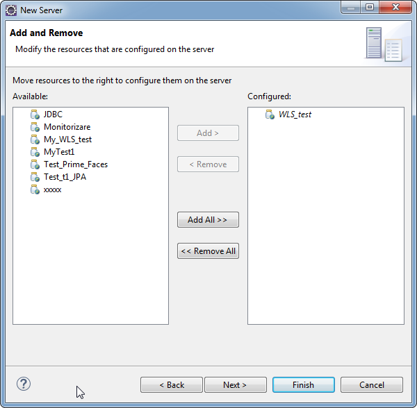 Add weblogic server to Eclipse IDE tool: add application