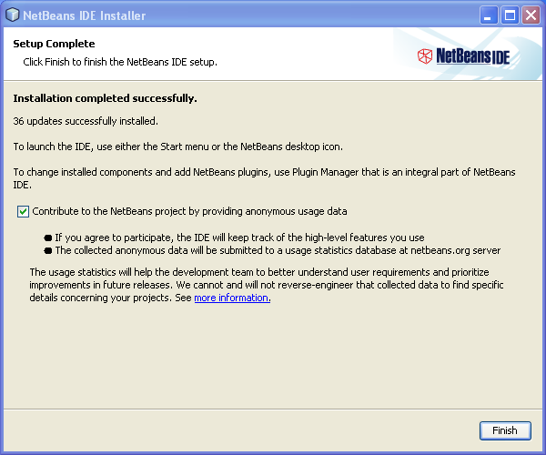 Install NetBeans on Windows: Installation Complete