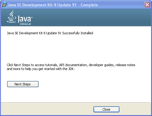 JDK setup screen - JDK install installation complete on Windows
