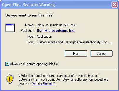 JDK 6 installation on Windows - Security Warning