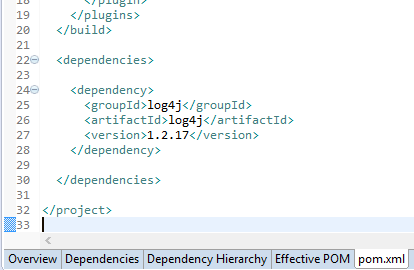 log4j configuration for java: maven pom dependencies