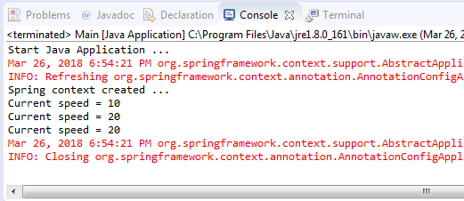 Spring context configuration using Java class (example) : configuration xml file