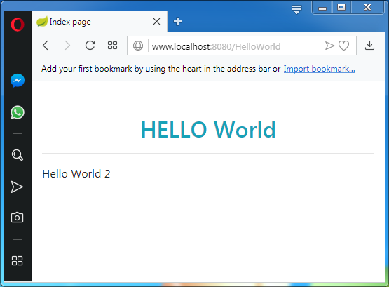 Thymeleaf Hello World Application with Spring: the execution in browser