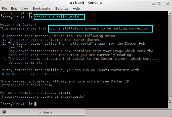 Uninstall Docker from Linux (CentOS 7, RedHat 7): test the installation