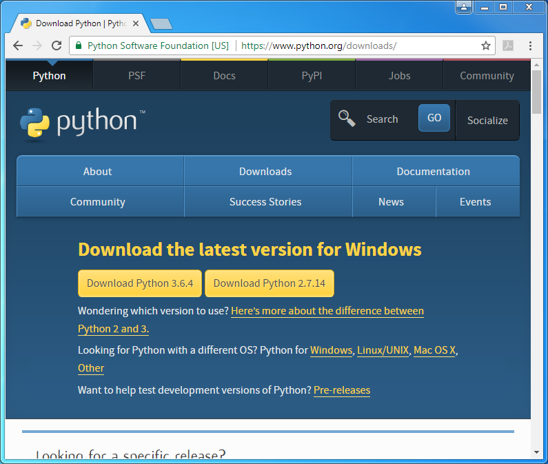 Python installation on Windows (v. 3.4.3): download