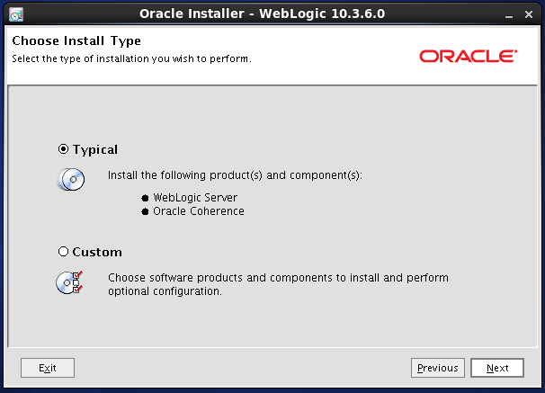 Weblogic 10.3.6 installation on linux for Oracle IDAM -  installation type