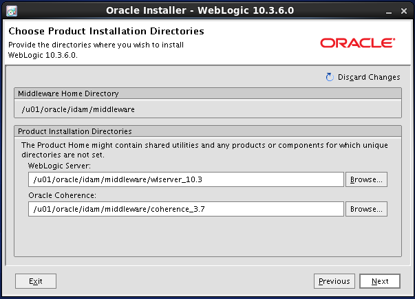 Weblogic 10.3.6 installation on linux for Oracle IDAM - weblogic home