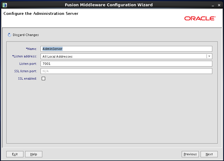 Configure Oracle Identity and Access Manager: configure admin server