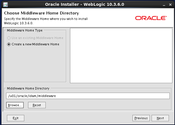 Weblogic 10.3.6 installation on linux for Oracle Internet Directory (OID) -  middleware home