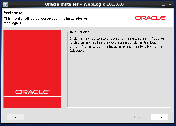 Weblogic 10.3.6 installation on linux for Oracle Internet Directory (OID) -  welcome