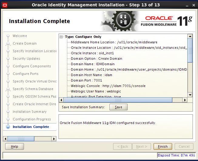 Configure Oracle Internet Directory (OID): completed
