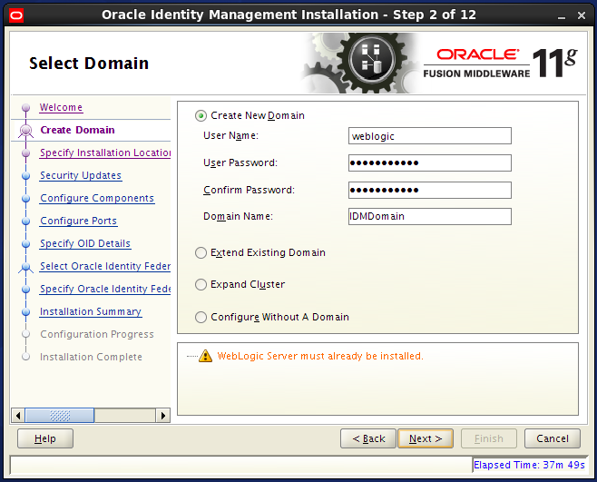 Configure Oracle Internet Directory (OID): create domain