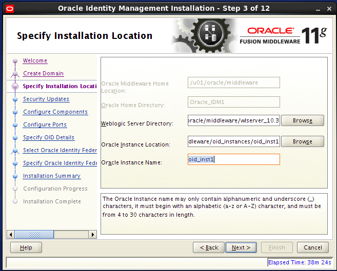 Configure Oracle Internet Directory (OID): installation location