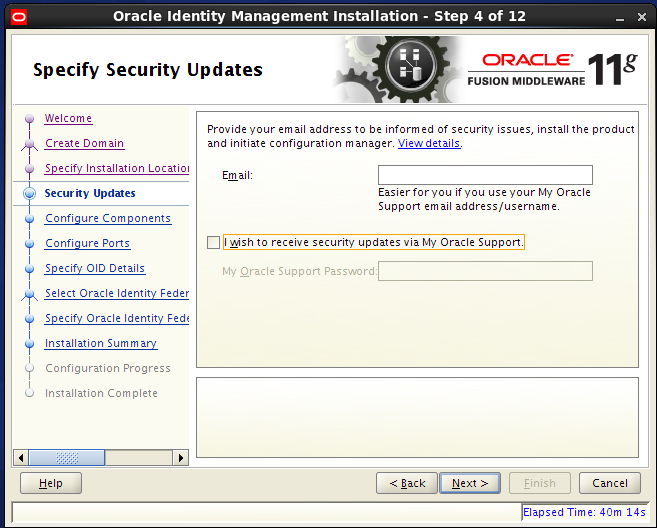 Configure Oracle Internet Directory (OID): security updates