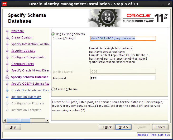 Configure Oracle Internet Directory (OID): database schema